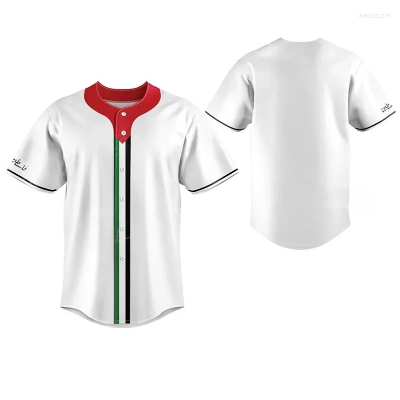 Men's Casual Shirts Palestine Baseball Jersey T-Shirt Adults and Kids Light Luxury Digital Printed Football Jersey Men's Palestine Flag T-Sh