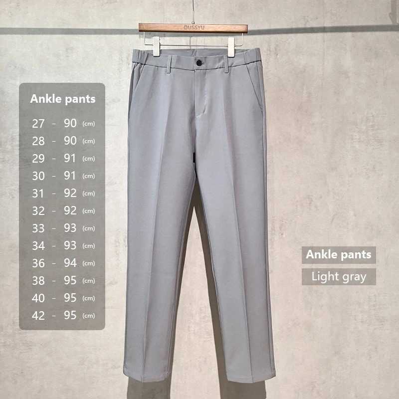 Spring Ankle Length Pants Men Business Elastic Waist Formal Suit Korean Social Work Slim Trousers Male Plus Size 27 40 42 W250225