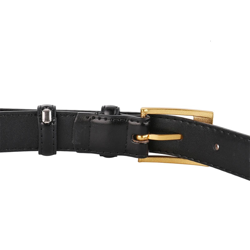 Leather Goods Womens Belt Fashion Leather Matching Jeans 2024 Decorative Suit Black Thin Waist Belt 250221