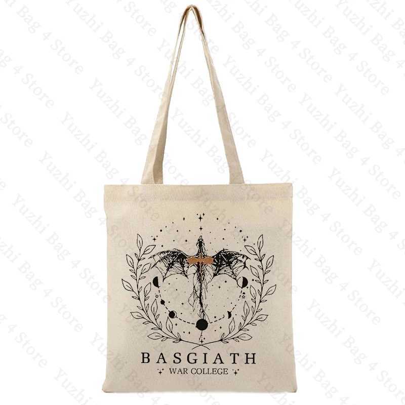Basgiath War College Pattern Canvas Tote Bags Best Gift for Bookish Women Shopping Bag for Novel Lover Fourth Wing Shoulder Bag Z250224