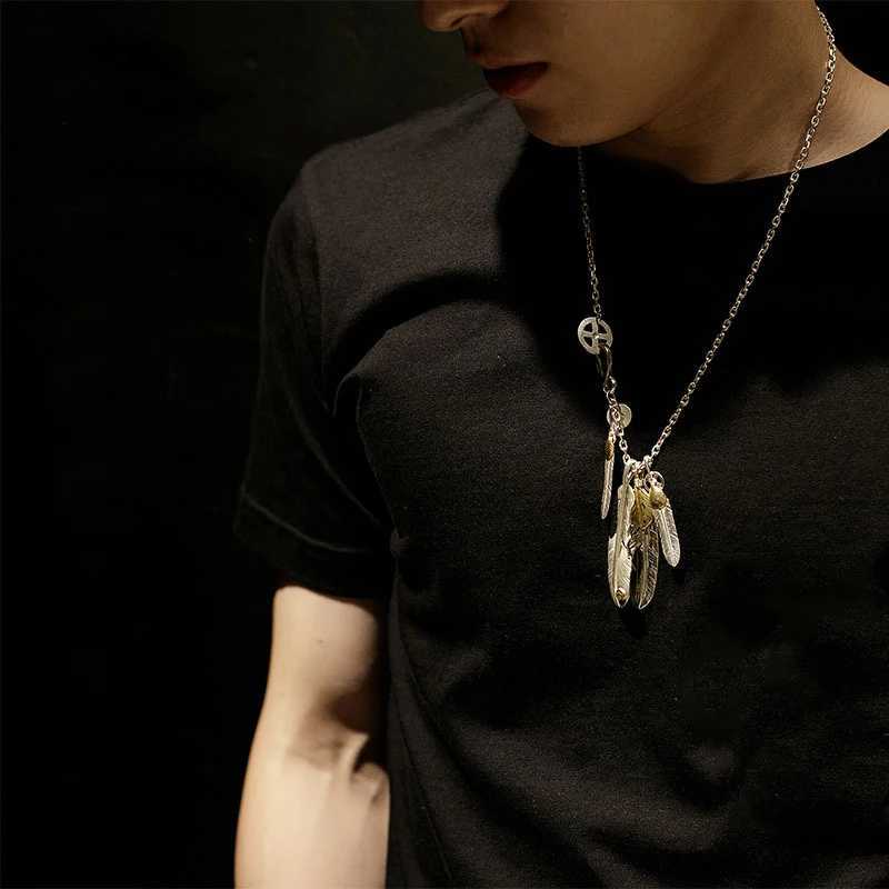 Hip hop punk style classic feather necklace set chain exquisite pendant mens business and dining banquet jewelry X250224