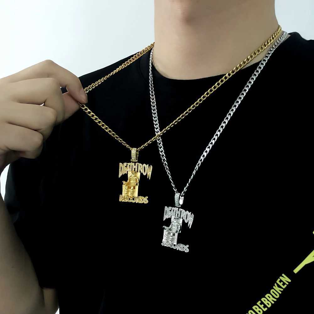 Hip hop death record prisoner necklace rhinestone pendant accessory X250224
