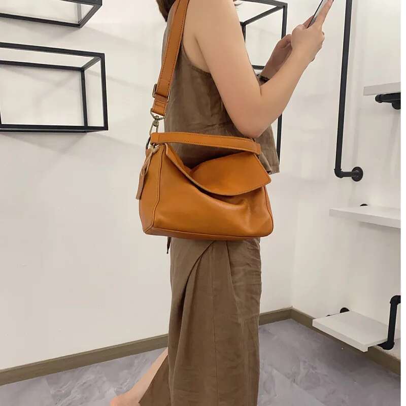 Women Soft Cowhide Portable Crossbody Bags High Quality Handbags Designer Female Genuine Leather Shoulder Bag Purses