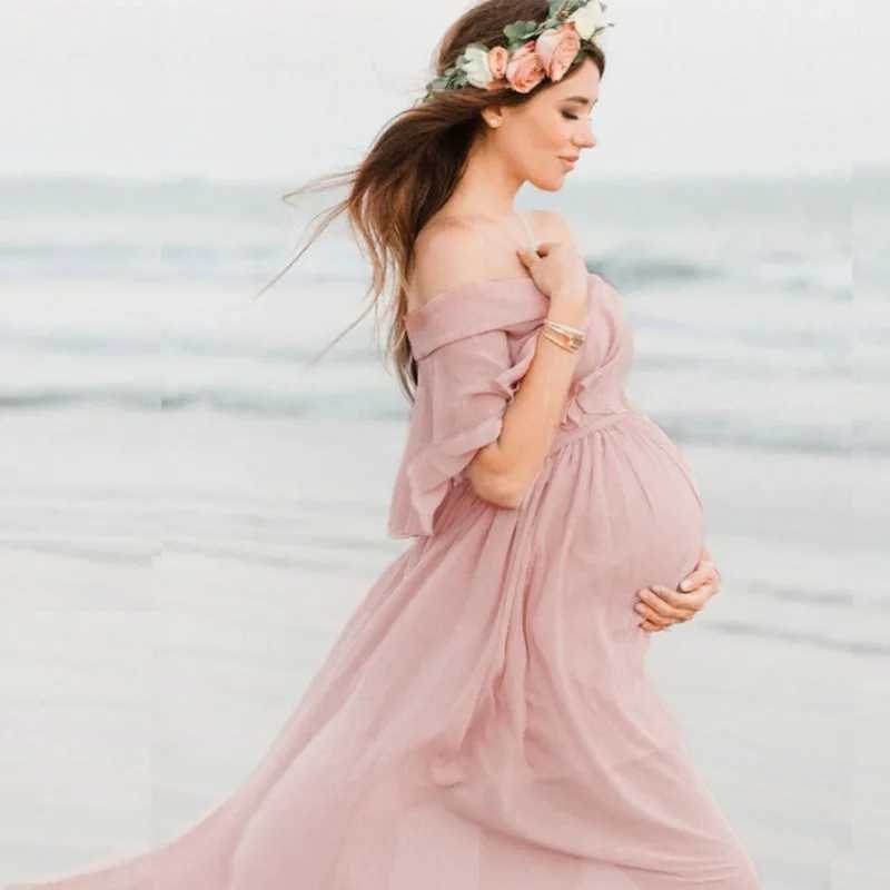 Maxi Maternity Gown Floral Dress Fancy Shooting Photo Spring Autumn Pregnant Dresses Maternity Dresses X250224