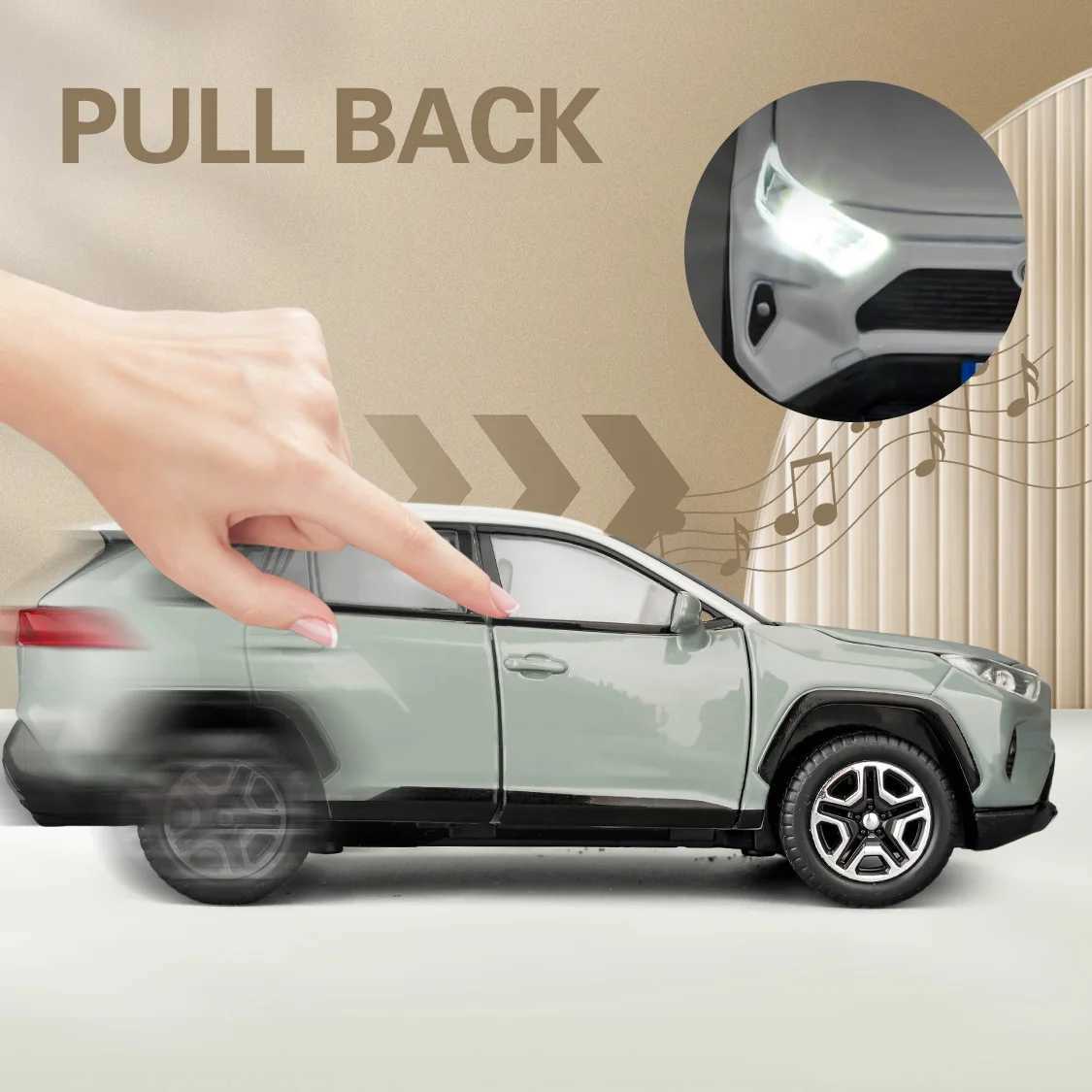 Model 1/32 RAV4 Alloy Diecast Collectible Car with Light and Sound Toy Vehicle Door Can Be Opened for Boys Kids Toddler Free shipping
