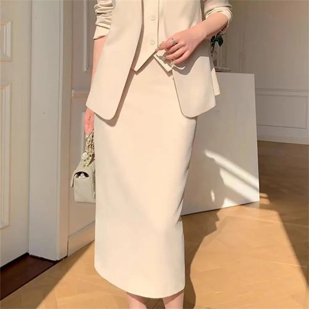 Women Suit Coat Skirt Set Elegant Office Lady Business Midi OL Commuting High Waist 250222