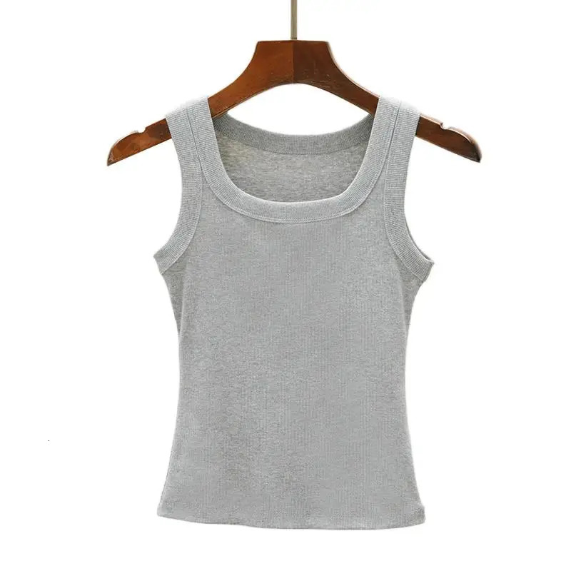 Camisole Tank Soft Cotton Top Women Summer Outfits Tight And Sexy Tank Top Knitted Bottom Shirt And Sleeveless Top For Outerwear 250224