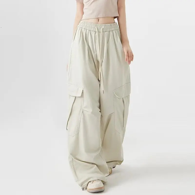 American Vintage Fashion Cargo Pants Women Hip-hop Street Personality Womens Cargo High Waist Summer Trousers Woman 250222