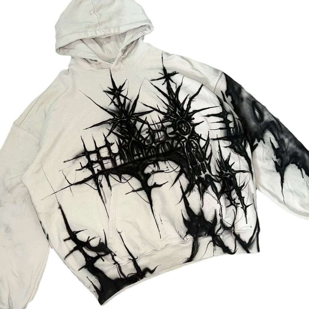 New American autumn and winter fashion trend Harajuku Gothic street evil dragon graffiti print hoodie sweatshirt gift for man