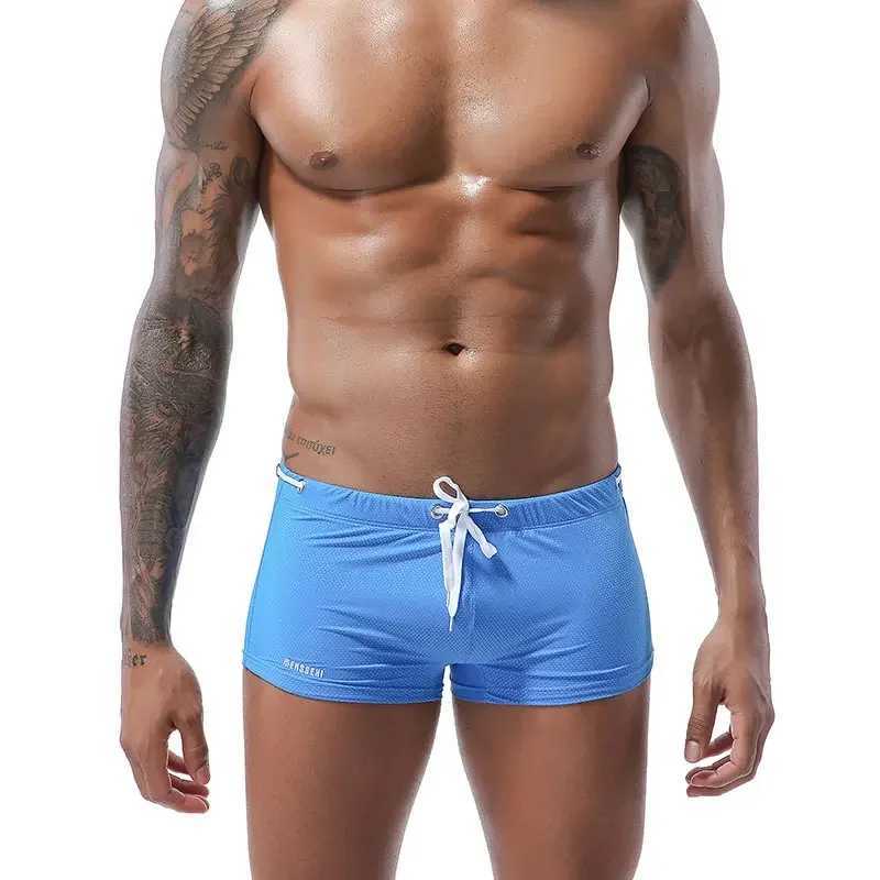 Mens Swim Boxers Sexy Bikini Swimwear Mens Swimming Boxer Briefs Beach Short Surf Jammer Surfing Trunks Male Swimsuit BeachwearXJ250224