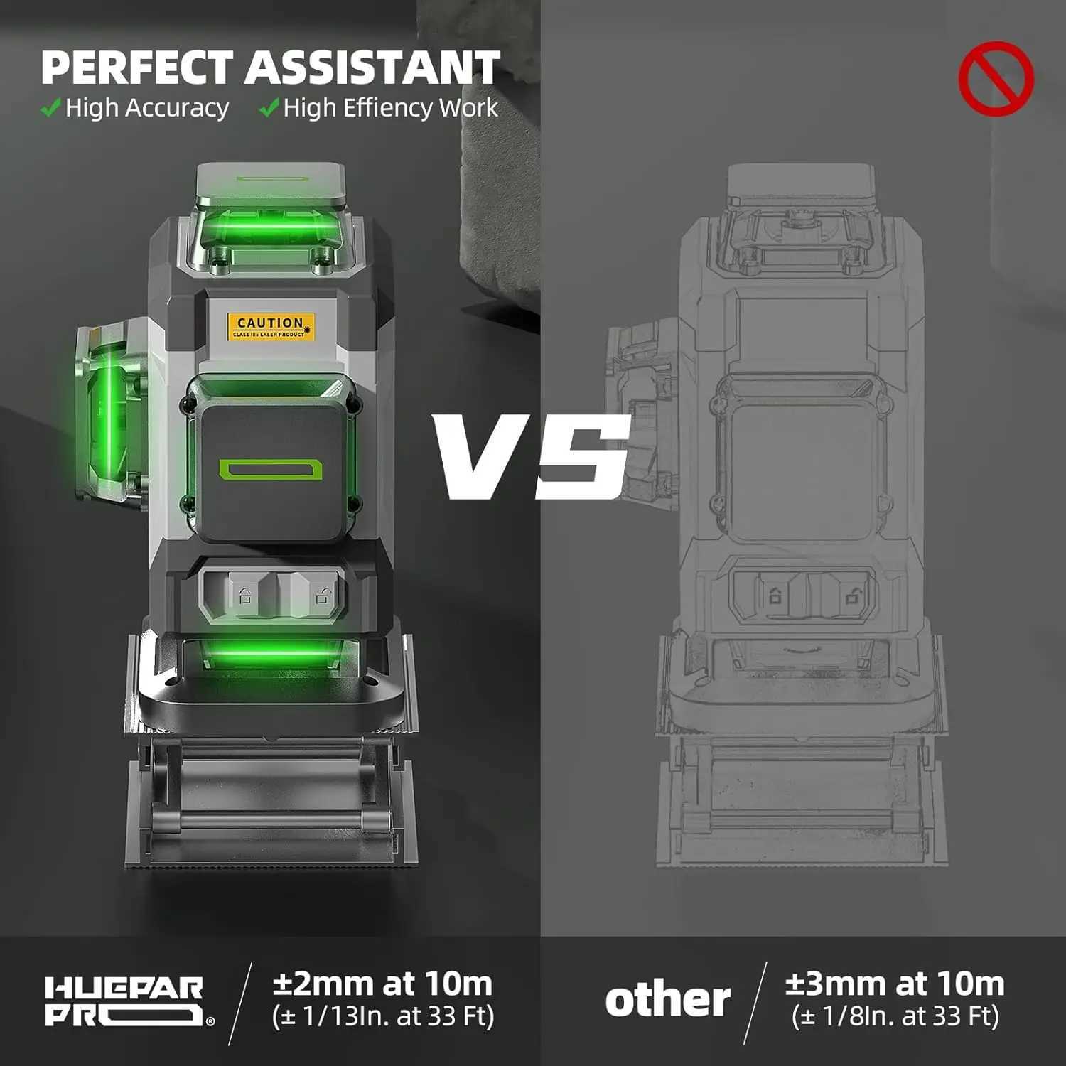 Huepar Professional Laser Level 4D 16 Lines 2mm High Accuracy Green Cross Line Laser 8000mAh Li-ion Battery For Construction X250225