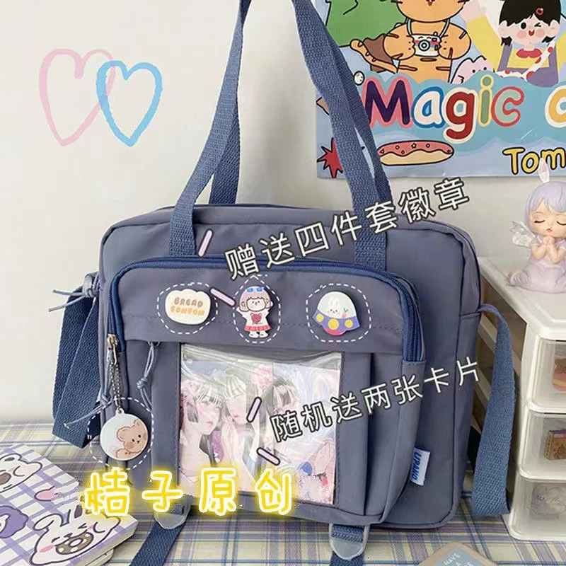 Japanese High School Girls Crossbody Bags Nylon Book Bag Transparent Itabag Women Handbags JK Bag Second Element Shoulder Bag 250221