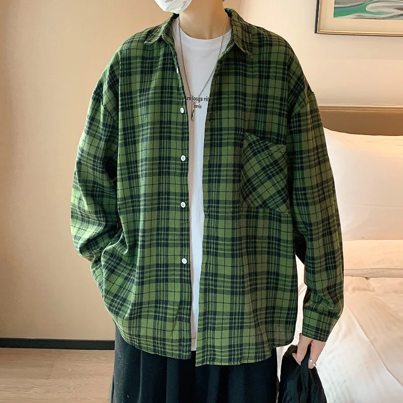 Plaid Anime Shirts for Men Blouses Mens Fashion Clothing Summer Korean Fashion Manga Festival Flannel Jacket Street Clothing 250220