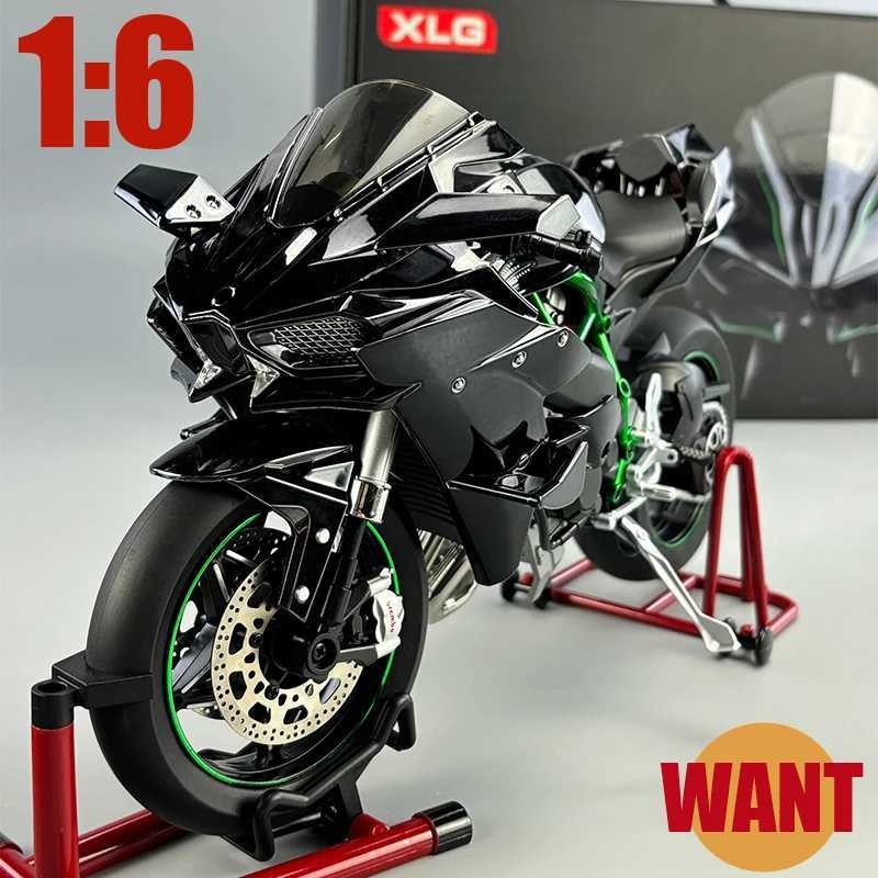 Large 1 6 Kasaki H2R Spray Alloy Diecast Motorcycle Toy Bootable Dynamic Metal Model Sound Light Birthday Gift Hobby Collect O Z250224