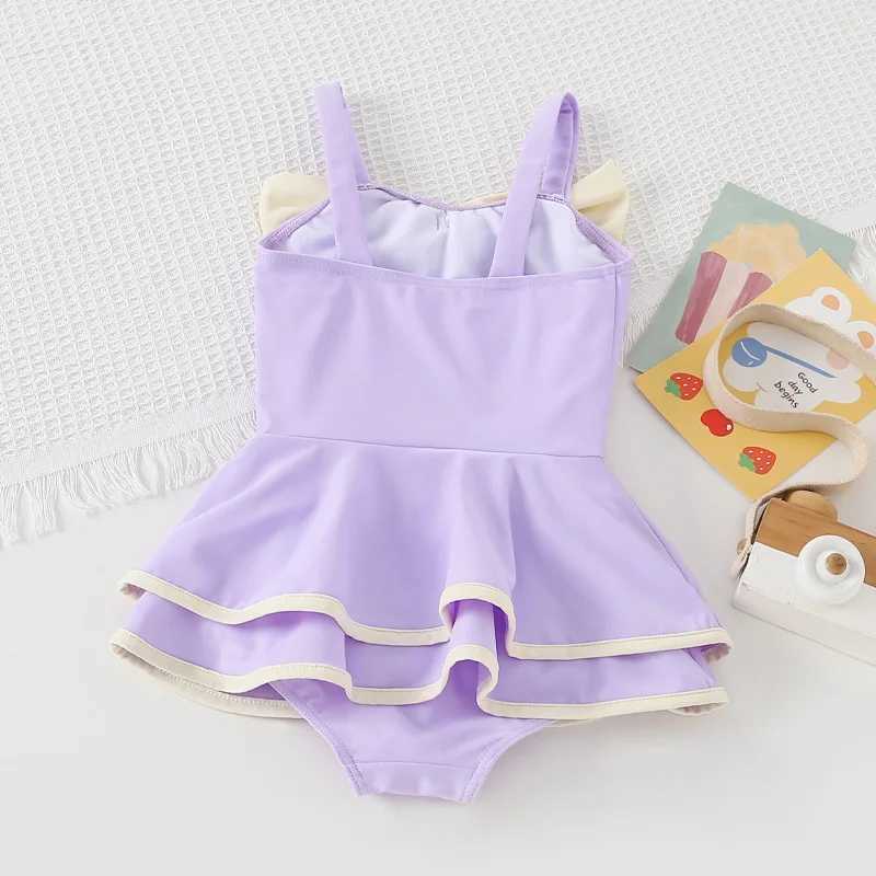 Little Girls One-Piece Sling Swimsuit Soft Big Bow knot Cake Dress Swimming Wear for Baby Girl Swimsuits with Free Swim hat Set X250224