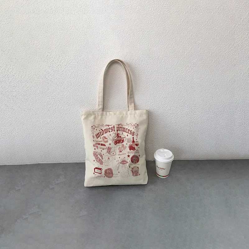 1 pc Chappell Roan Midwest Princess Pink Pony Club pattern Canvas Shoulder Bag For Travel Daily Commute Reusable Shopping Bag Z250224