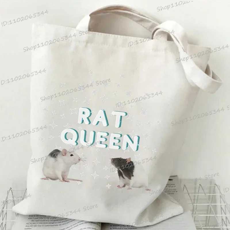 Rat Shoulder Bags Women Cartoon Animal Rat Collapsible Tote Bags Vintage Rat Fashion Shopping Bags 2023 Casual Womens Handbags Z250224