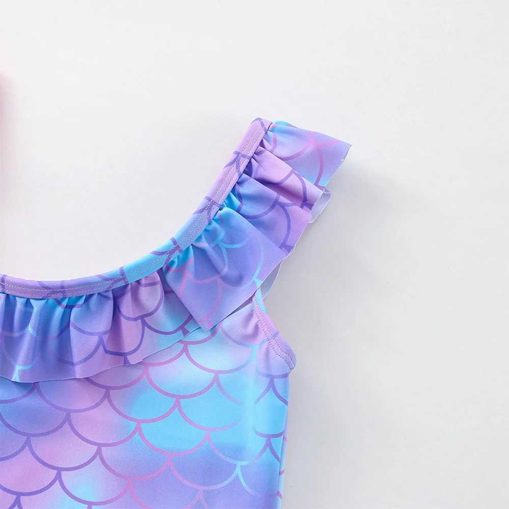 The Little Mermaid Girls Swimsuit Fashion Mermaid Fish Scale One Piece Bathing Suits Dresses Summer Swimwear Beach Kids Wear X250224