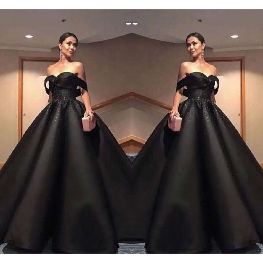 De Robe Soriee Elegant Beads Satin Sweetheart Ball Gown Evening Dress Off The Shoulder Short Sleeve High Qualtiy Prom Dresses