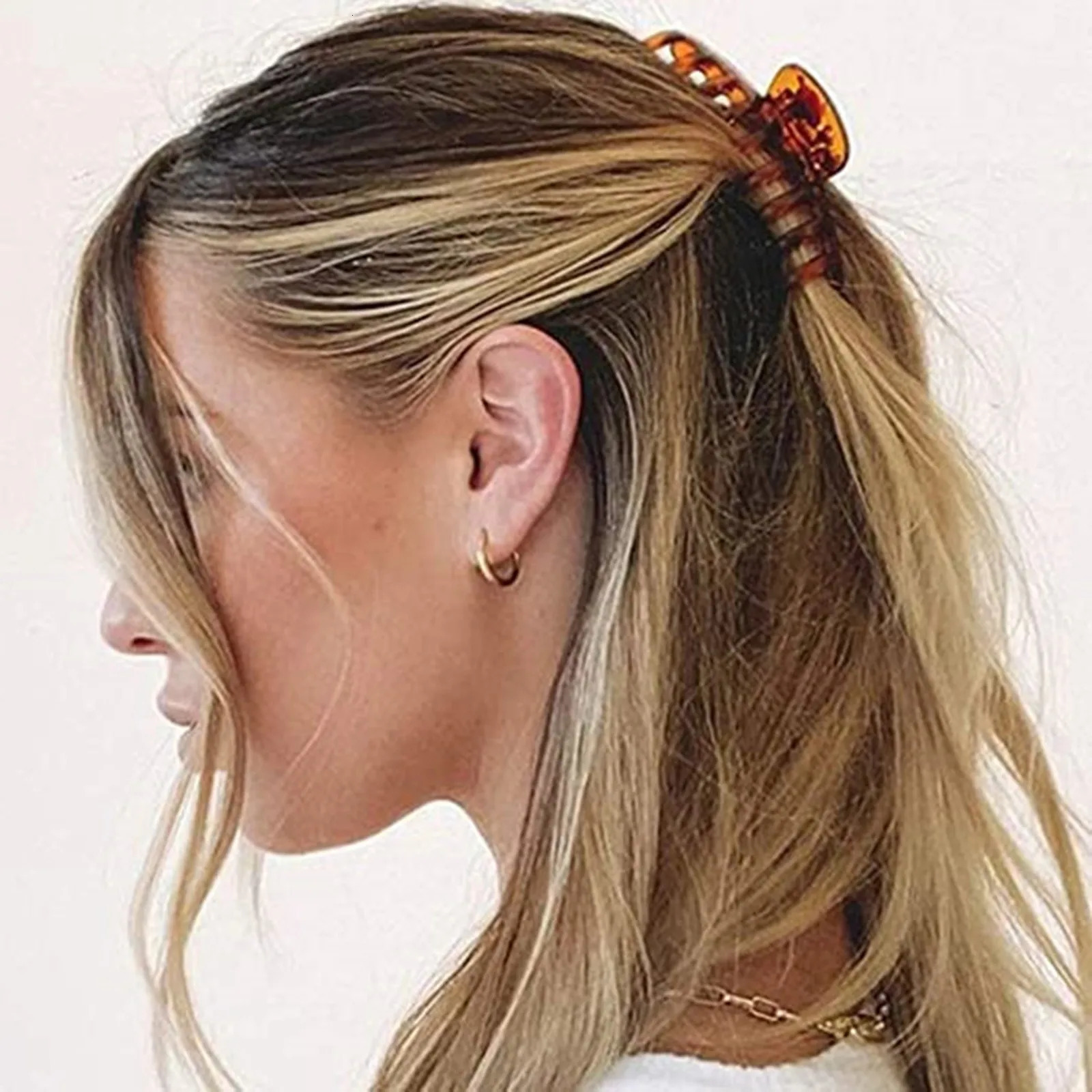 Womens Elegant Black Geometric Plastic Hair Claw Lady Sweet Long Holder Toothed Clips Hairpins Fashion Accessories 250218