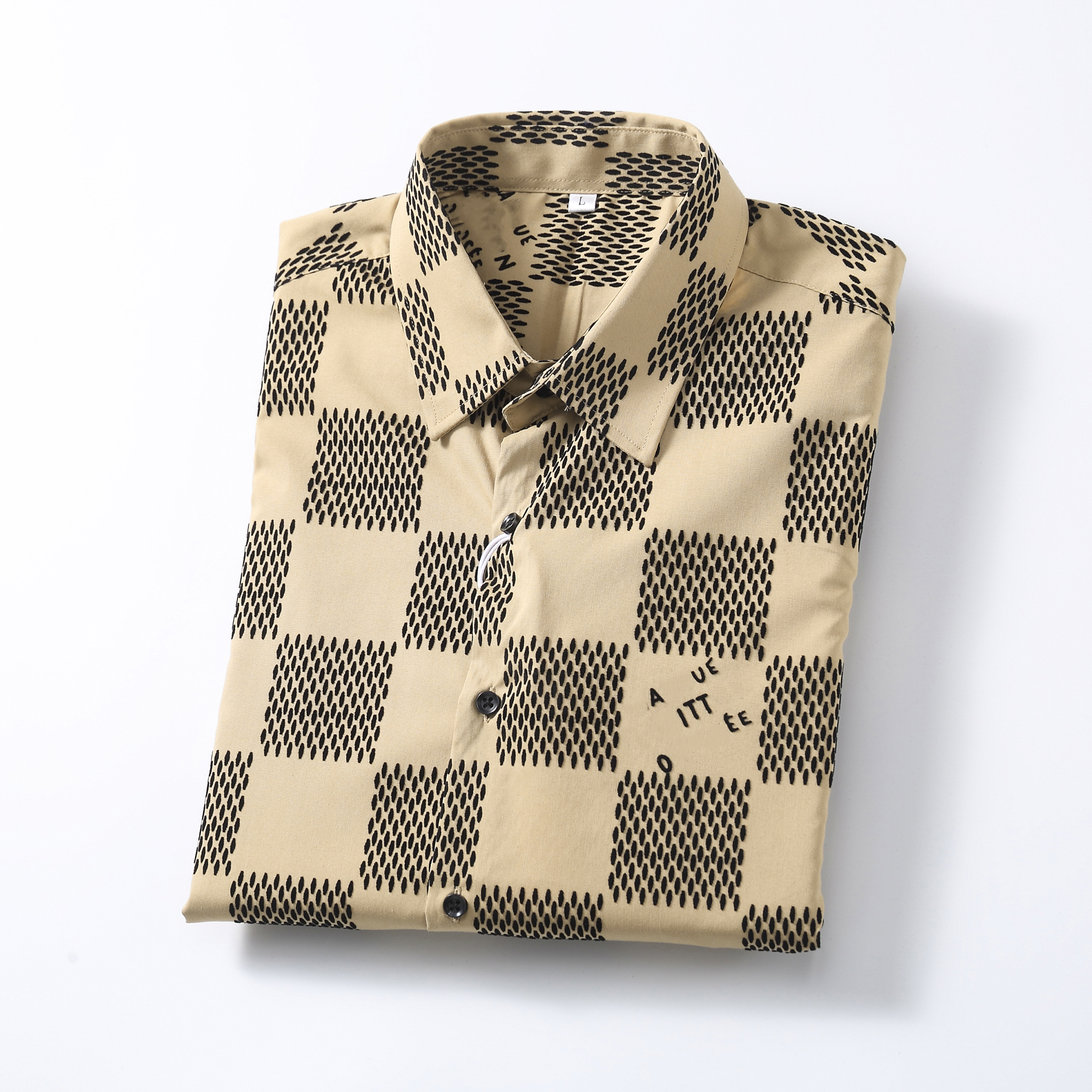 designer Mens Dress Shirt casual Slim Silk T-shirt Long sleeve Casual business clothing plaid Dress Hawaiian t-shirt