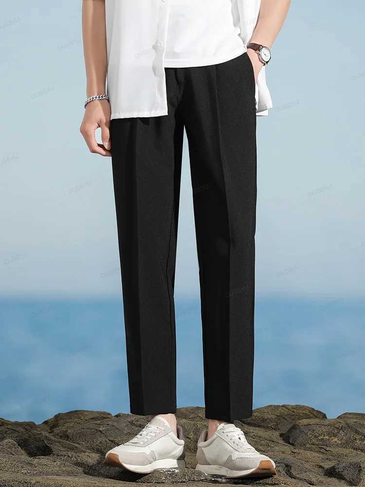 New Smooth Soft Suit Pants Men Business Long Trousers Korean Formal Office Banquet Wedding Pants Men Khaki Plus Size 40 Gift W250225