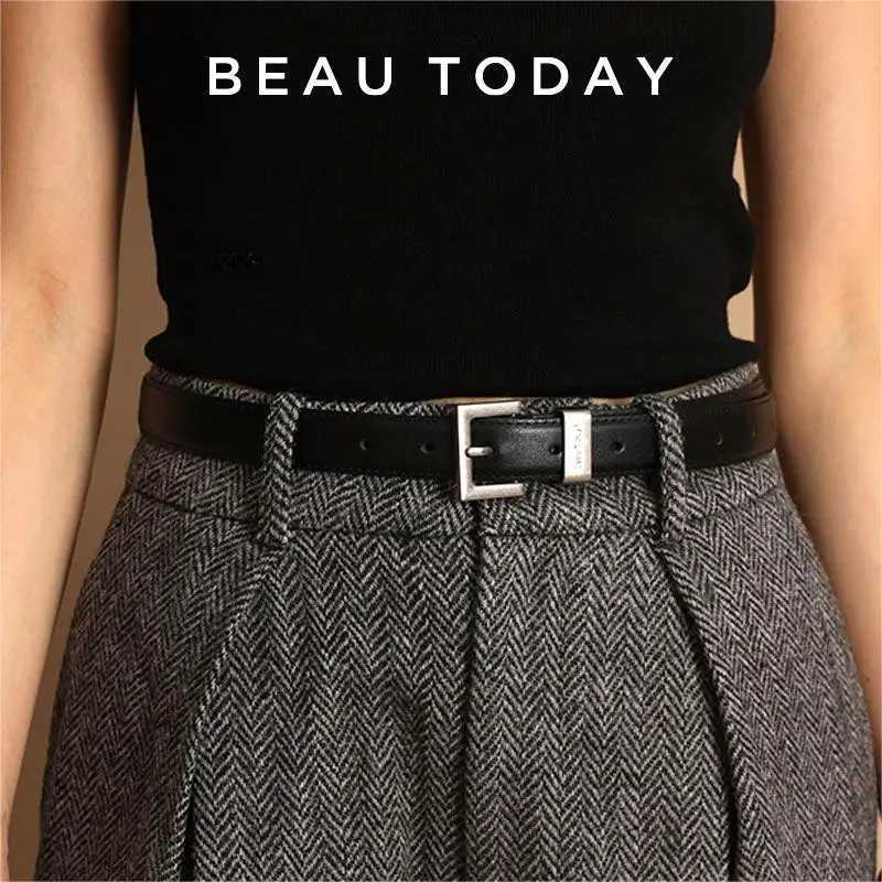BEAUTODAY Casual Belts Women Cow Split Solid Color Square Buck Ladies Modern Sty Jeans Dr Accories Waistband 91099XJ250224