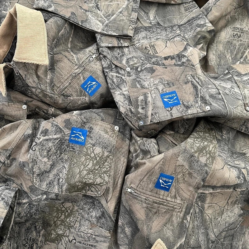 Y2K fashion camouflage men jacket American style street casualwear V neck polo top vintage pattern men women Harajuku sweatshirt 250224