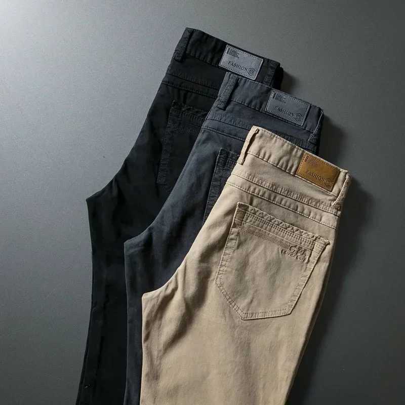 3 Colors Spring Summer Autumn New Fashion Straight Men Smart Casual Pants 97% Cotton 3% Spandex Man Khaki Trousers Plus Size 40 W250225