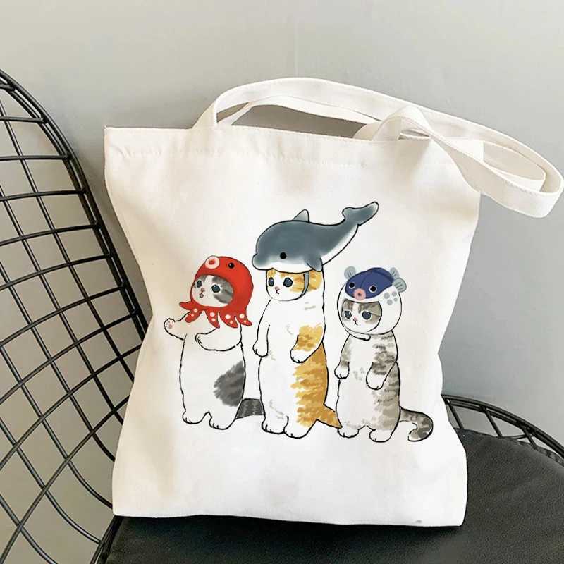Woman Shopping Bags KAWaii Cartoon Manga Tote Bag Beach Bag Shopper Bags Handbags High Capacity Canvas Shoulder Bags Z250224