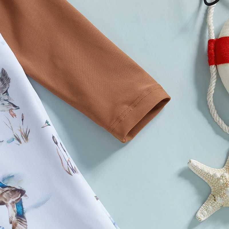 Baby Girls Rash Guard Swimsuit with Hat 2 Pcs Set Floral Print Zip Up Long Sleeve Crew Neck Toddler Girls Swimwears X250224