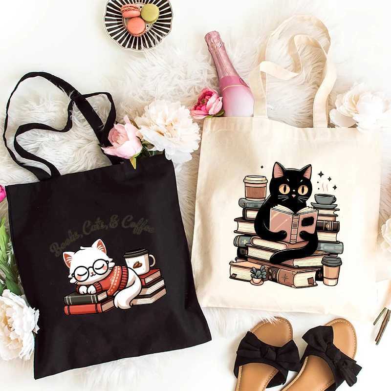 Book Lover Printed Shopping Bag Handbag Shopping Bag Reusable Handbag Black Handbag Travel Handbag Z250224