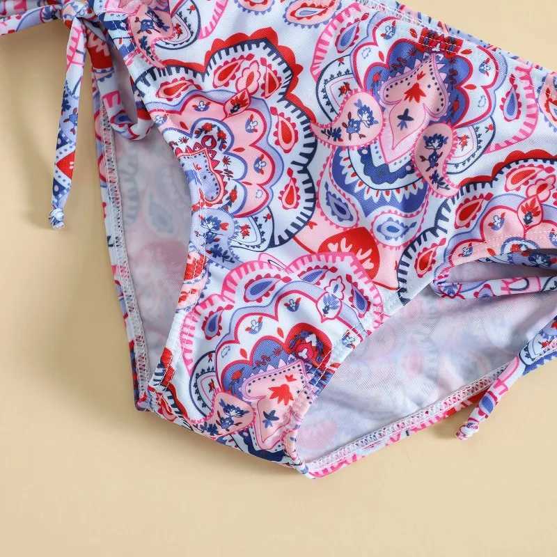 2pcs Girl Swimsuit Sling Top With Bikin Shorts Baby Toddler Kids Printed Quick Dry Swimwear Fashion Bathing Suit Surf Wear X250224