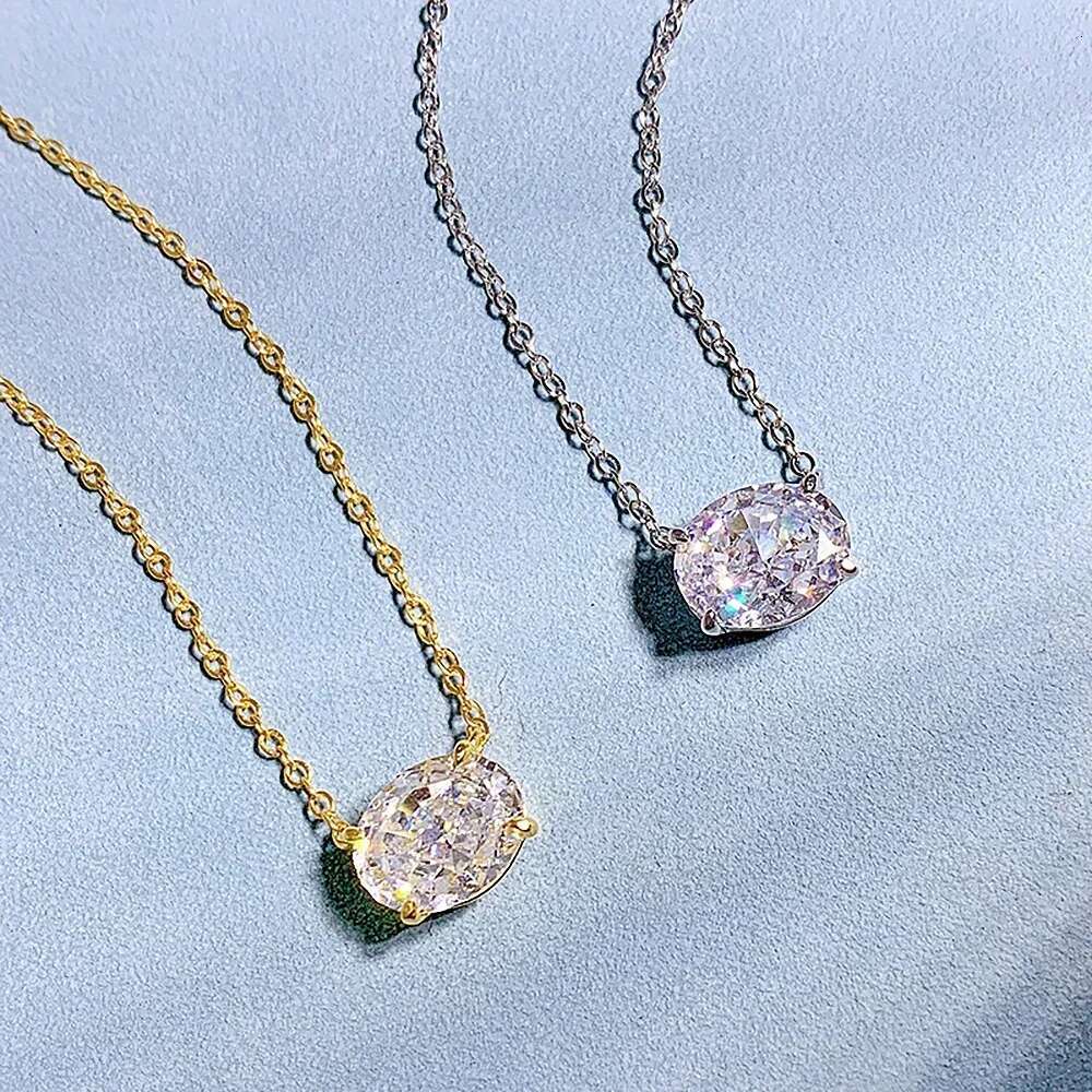 3CT Oval Cut Moissanite Pendant Necklace for Women Gra Certified 8*10mm Lab Dia Neck Chain Sterg Sier Fine Jewelry