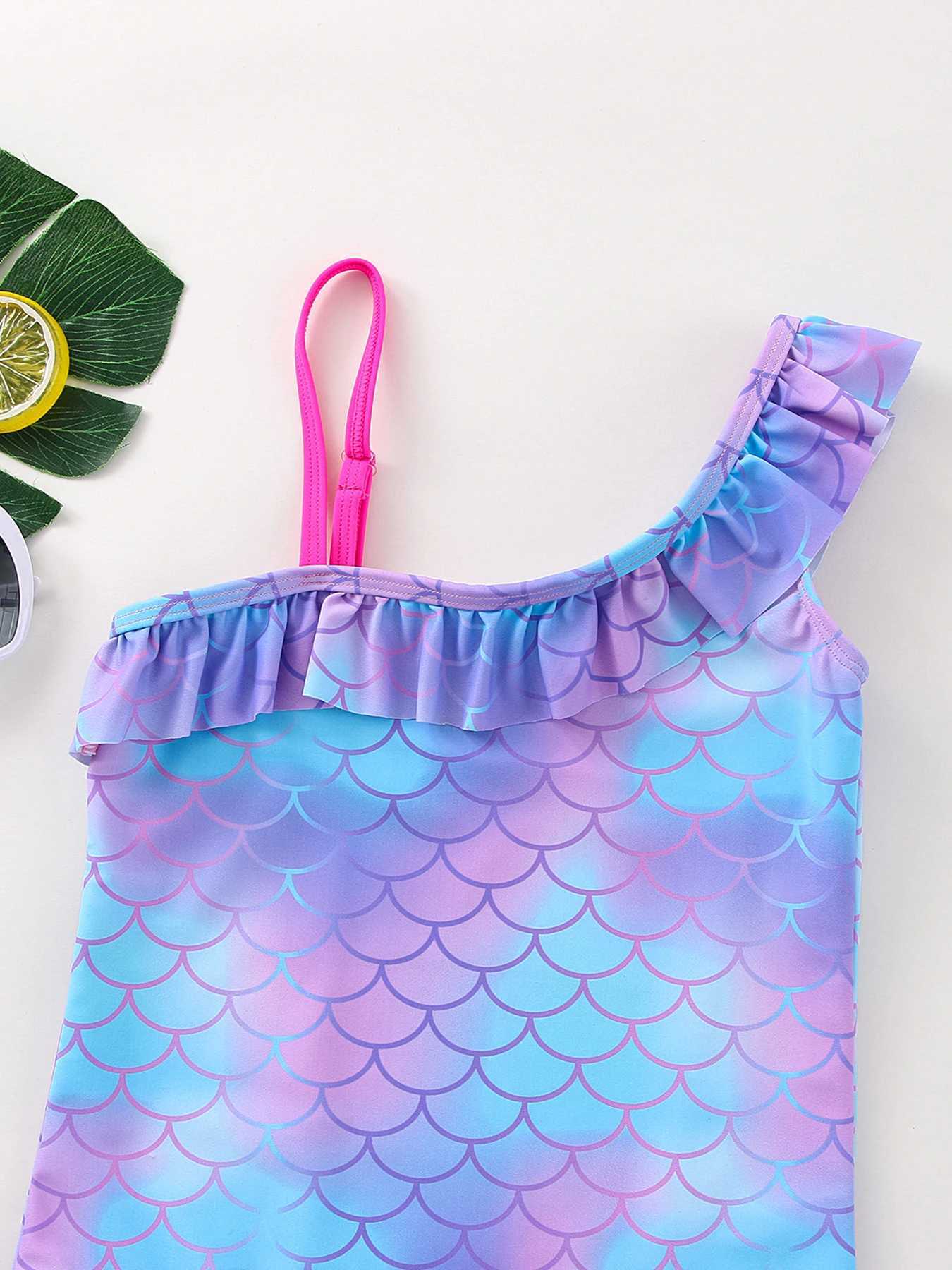 Girls swimsuit fashionable mermaid fish scale one-piece swimsuit X250224