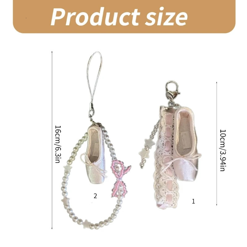 Elegant Ballet Slipper Bag Pendant with Bowknot Decoration Phone Chain Keychain 250224