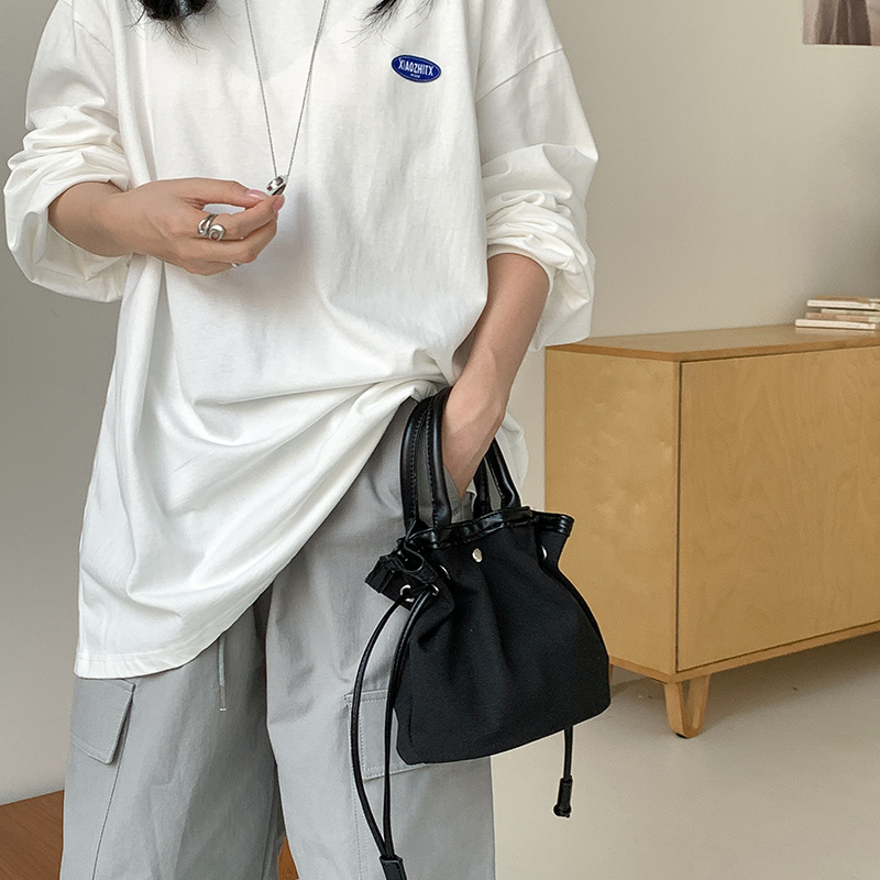 Solid Color Canvas Drawstring Buckets Bag - Versatile & Timeless Design