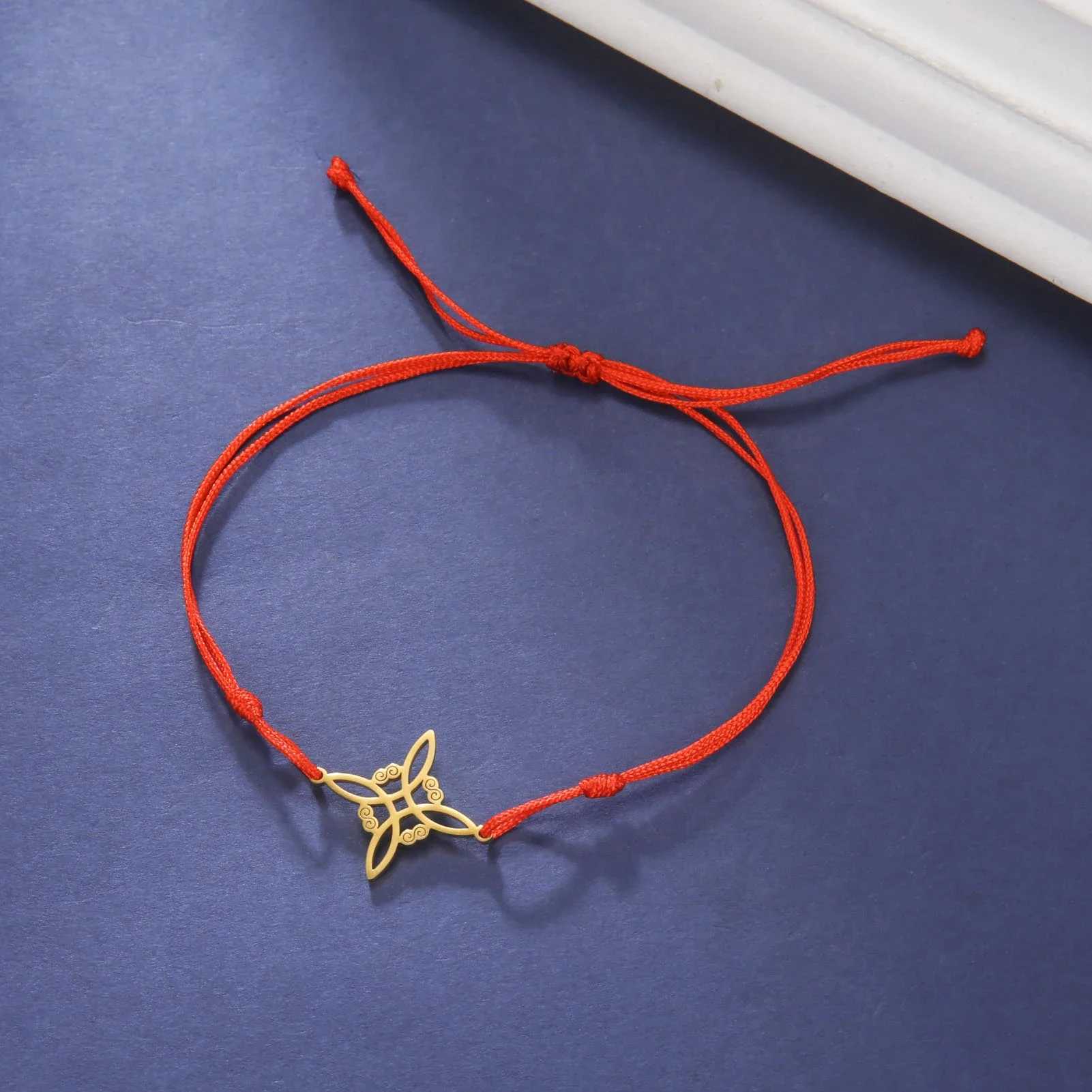 Womens Stainless Steel Charm Bracelet Womens Stainless Steel Charm Bracelet Red Black Wax Rope Bead Witchcraft Handicraft Jewelry Talisman GiftXJ25022