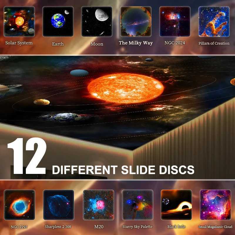 Rocket Astronaut Galaxy Projector Night Light Lamp And 13 Film Pieces Sky Projector 360 Rotate Planetarium For Kids Bedroom Z250225