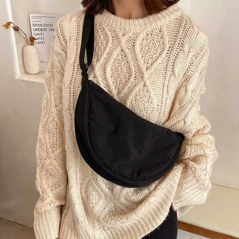 Simple Design Womens Messenger Bag Fashion Ladies Nylon Hobos Small Shoulder Bags Vintage Female Girls Purse Cloth Handbags Z250225
