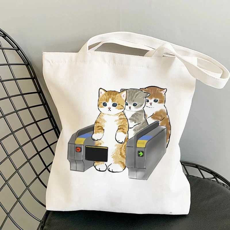 Woman Shopping Bags KAWaii Cartoon Manga Tote Bag Beach Bag Shopper Bags Handbags High Capacity Canvas Shoulder Bags Z250224