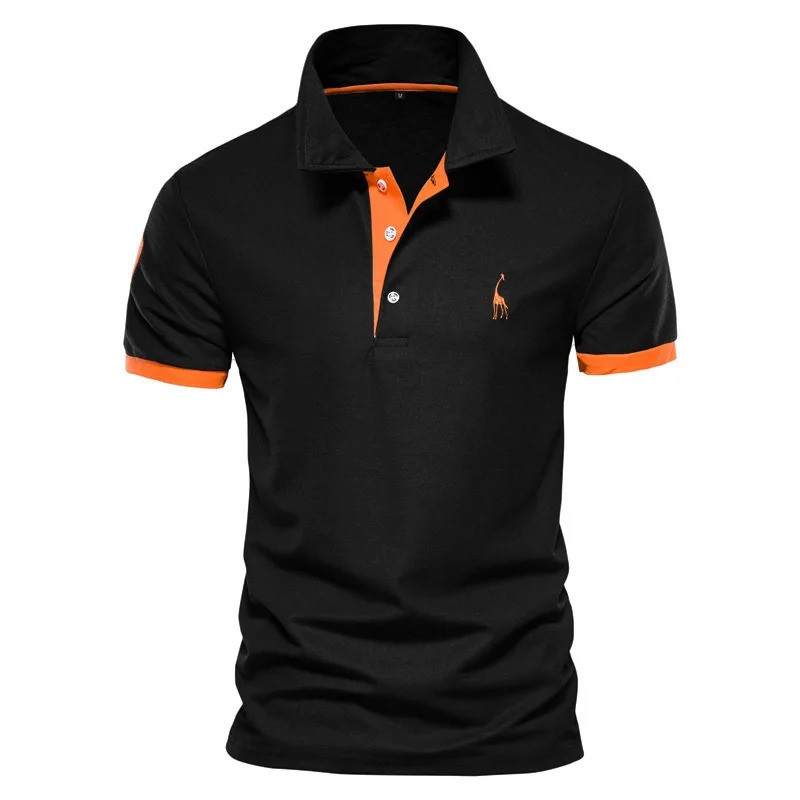 Mens Fashion Boutique Cotton Leisure Stand Collar Long Sleeve POLO Shirts Male Pure Color V-neck POLO Shirts 250224