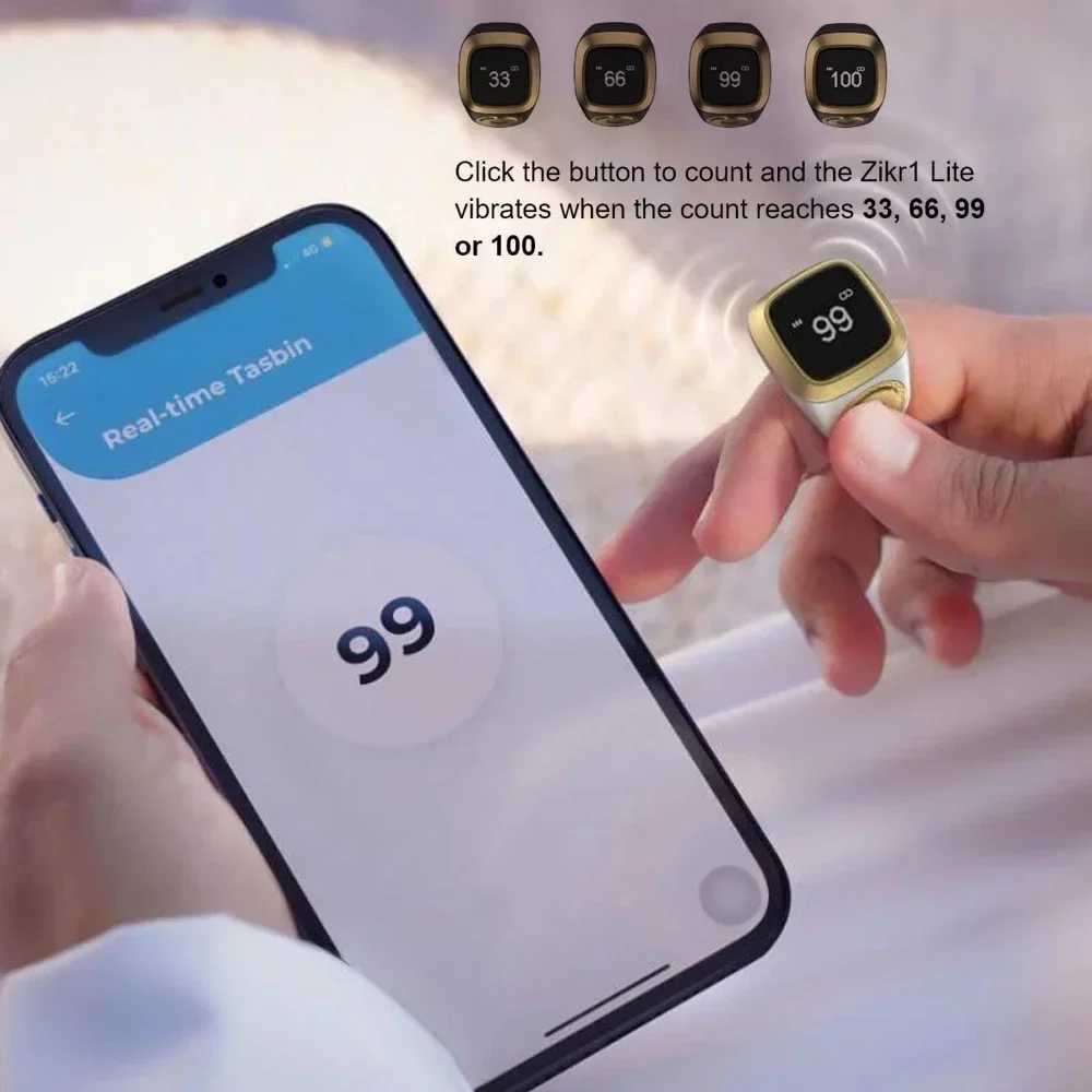 New intelligent Tasbih Tally ring OLED display digital counter for Muslim Zikr Tasbeeh 5 prayer time reminder waterproof ring W250225