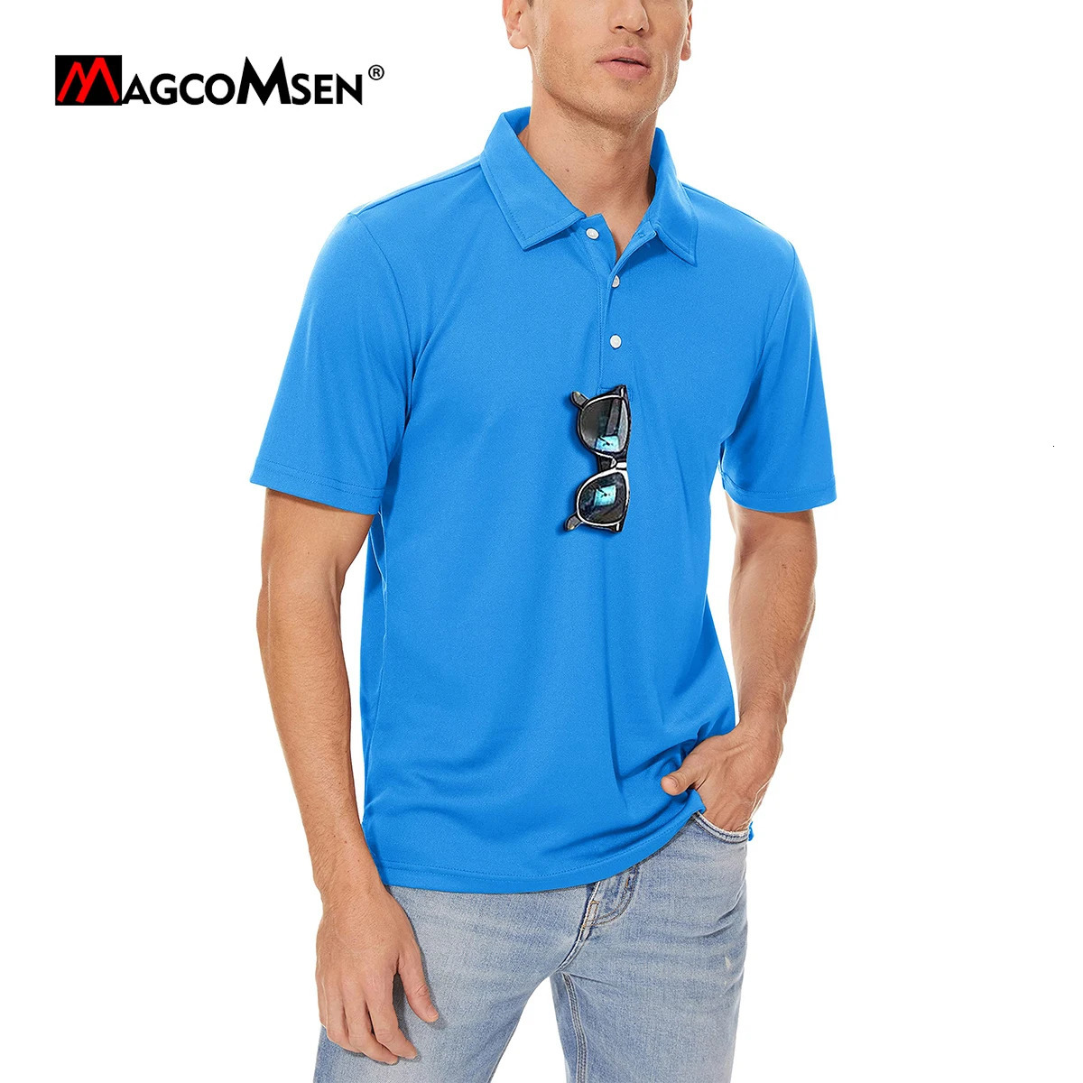 MAGCOMSEN Golf Polo T-shirts Mens Quick Dry T-shirt Sports Shirts Breathable Short Sleeves Pique Jersey Casual Classic Polos 250224