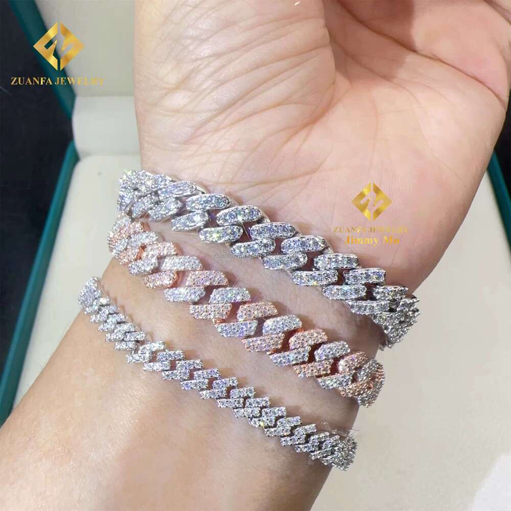 Best Selg Buss Down Rapper Jewelry Sterg Sier Man Hip Hop Iced Out Vvs1 Moissanite Dia Cuban K Bracelet Men