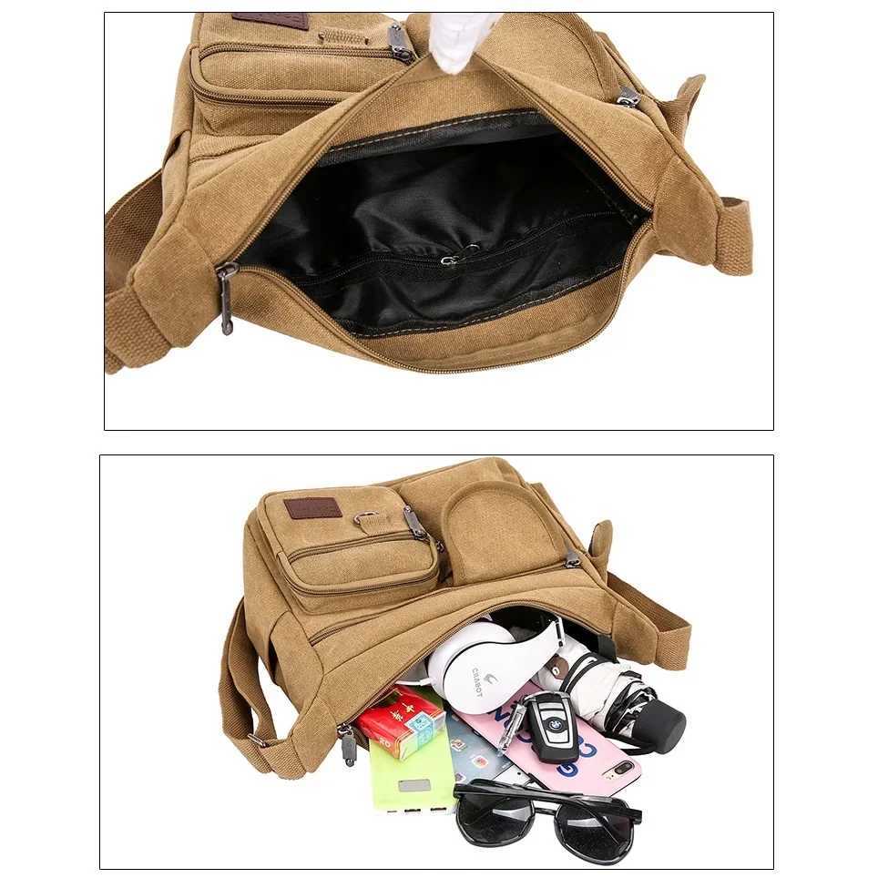 Business messenger canvas bag casual mens express bag mens backpack large capacity tilted shoulder bag Z250225