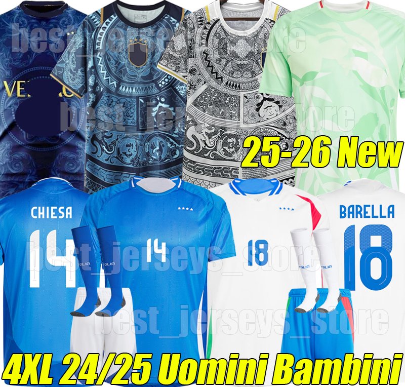 4XL 24/25/26 Italia CHIESA soccer jersey ItAlYs maglie da calcio PELLEGRINI TOTTI VERRATTI 2024 football shirt BARELLA RETEGU FRATTESI DIMARCO italiana men Kids Kit