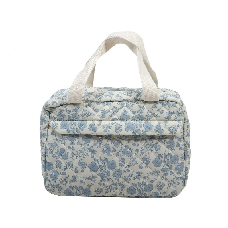 Cotton Quilted Makeup Brush Storage Floral Cosmetic Bag Zipper Travel Toiletry Bag Large Capacity Makeup Organizer Toiletry Bag 250221