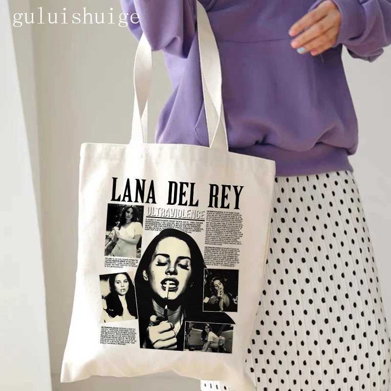 90s Lana Del Rey Ldr Shopping Bag Ecological Manga Handbag Harajuku Shopping Bag Womens Canvas Shoulder Bag Large Capacity Z250224