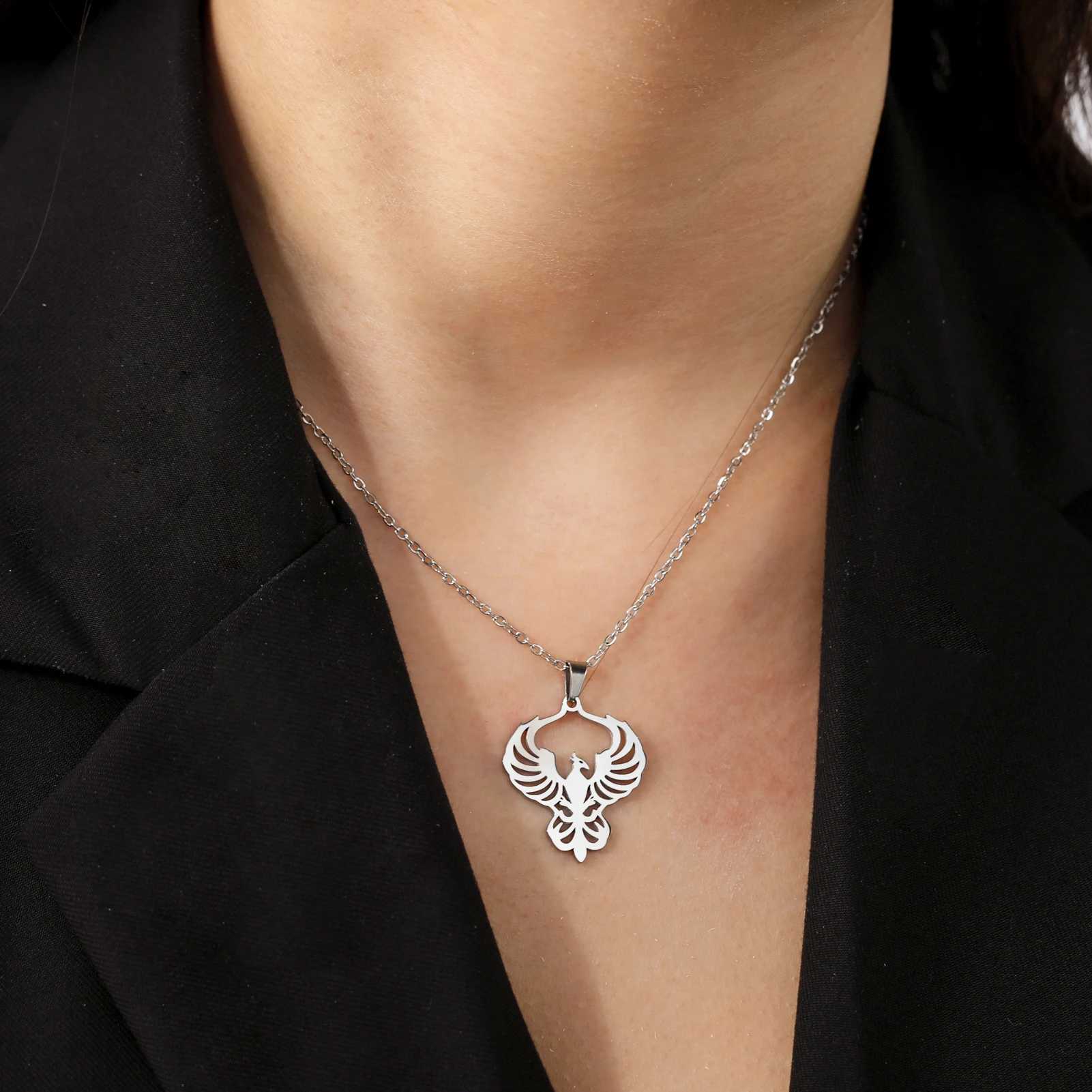 Phoenix Necklace Supernatural Amet Chain God Bird Gift For Wan Men Kid Child Gold Color Stainless Steel Pendant Jewelry X250224